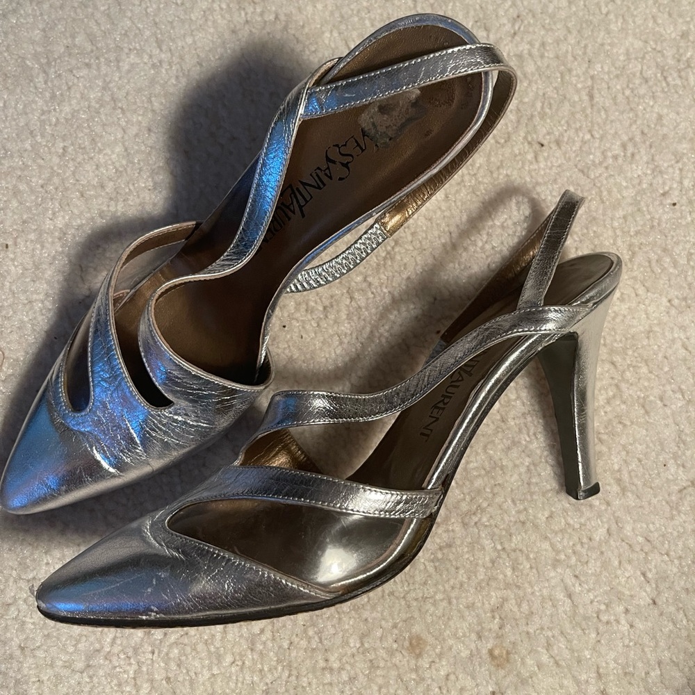 Yves Saint Laurent vintage Silver shoes Size 7N